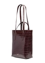 Large brown leather croco women's handbag TORES-1232-1H(W26), diagonal product view on a white background.