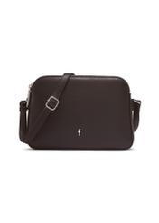 Small brown leather women's handbag TORES-1353-1H(Z26), front product view on white background.