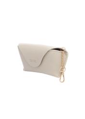 Cream glasses case POREC-0435-0B(W26), diagonal product view on white background.