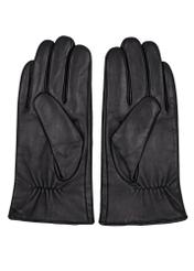 Men's black leather gloves REKMS-0088-99(Z26), product view from the back on a white background.