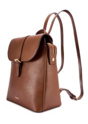 Women's backpack in cognac color TOREC-1198-1F(W26), diagonal product view on white background.