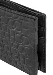 Men's black leather wallet with monogram PORMS-0603-98(Z23)-05