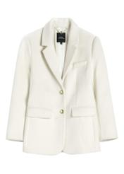 Women's white wool coat PLADT-0072-0B(W26) - front product view, on white background.