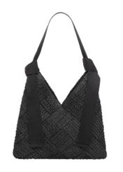 Black women's handbag made of natural fiber TOREC-1039-99(W26), front product view on white background.