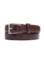Men's brown leather belt PASMS-0244-1I(Z26), front view of the product on a white background.