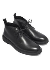 Men's leather ankle boots in black BUTYM-0575-99(Z26), diagonal product view on a white background.