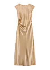 Long beige dress SUKDT-0266-1B(W26) - front product view, on white background.
