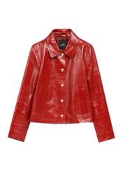 Red short women's jacket KURDS-0612-4B(W26), front product view on white background.