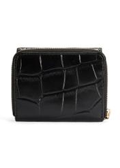 Women's leather black croco wallet PORES-0906-9G(Z26), back view of the product on a white background.