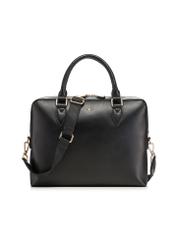 Black leather laptop bag TORES-1330-99(Z26) - front product view, on white background.