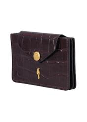 Small burgundy leather women's wallet PORES-0890B-4D(Z26), diagonal product view on white background.