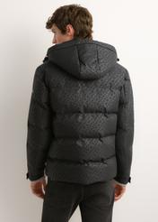 Men's dark grey monogram jacket KURMT-0444-9P(Z26), rear view on a model. Half of the figure is visible.