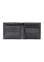 Black leather men's wallet PORMS-0738-99(Z26), interior view of the product on a white background.