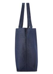 Denim shopper bag TOREN-0334-7H(W26), side product view on white background.