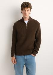 Dark brown men's sweater SWEMT-0175-1I(Z26)