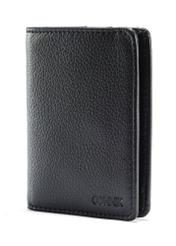 Black men's leather wallet PORMS-0635A-99(Z25), diagonal product view on white background.