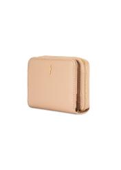 Small beige leather women's wallet PORES-0833R-1B(W26), diagonal product view on white background.