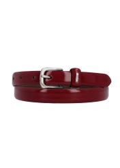 Dark red leather women's belt PASDS-0300-4C(Z26), front product view on white background.