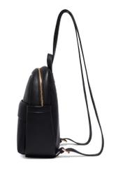 Black women's imitation leather backpack TOREC-1246-9I(Z26) - side product view, on white background.