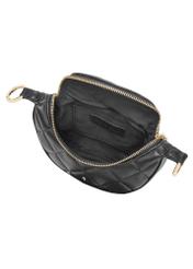 Black quilted women's handbag TOREC-1091-99(Z25), view of the inside of the product on a white background.
