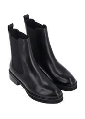 Women's black leather Chelsea boots BUTYD-1278-99(Z26), diagonal product view on a white background.