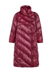 Long burgundy women's winter jacket KURDT-0542A-49(Z25), product visible from the front, on white background.