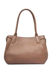Dark beige leather shopper bag TORES-1360-1K(Z26) - product view from the back, on a white background.