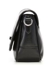 Small black women's handbag with gloss TOREC-1249-99(Z26), side view of the product on a white background.