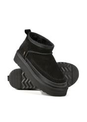 Black women's snow boots BUTYD-1220-9E(Z26), diagonal product view on a white background.