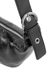 Black small women's waist bag TOREC-1087-99(Z25), close-up of the product detail on a white background.