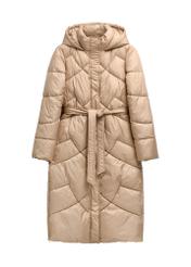 Long beige women's jacket KURDT-0701-1D(Z26)