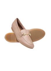 Women's leather moccasins in dirty pink color BUTYD-0916A-5D(W26), diagonal product view on a white background.