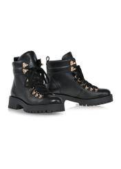 Black leather lace-up ankle boots for women BUTYD-1118-99(Z24)-04