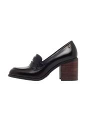 Burgundy women's leather pumps BUTYD-1351-4E(Z26), side product view on white background.