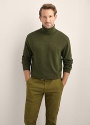 Men's green turtleneck sweater SWEMT-0095B-8B(Z26)