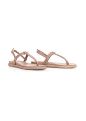 Ash beige leather sandals BUTYD-1165-93(W25), diagonal product view on white background.