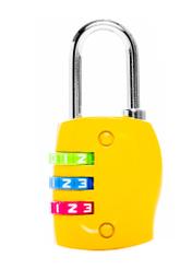 Yellow combination padlock AW-015-0005-2B(W26), product view from the back on a white background.