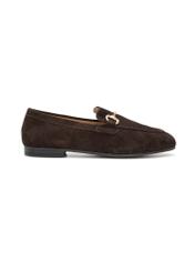 Women's brown suede moccasins BUTYD-1257-1I(W26) - side view of the product, on a white background.