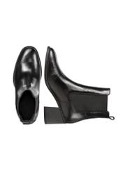Women's black leather high heel boots BUTYD-1185-99(Z25), product view from above on a white background.