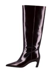 Women's leather boots in burgundy color BUTYD-1339-4E(Z26), product view from the side on a white background.-02