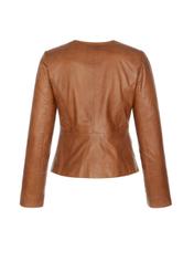 Women's cognac leather jacket KURDS-0232-1228(Z23)-04