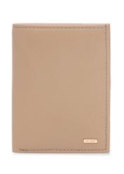 Small beige leather women's wallet PORES-0947-81(W25), front product view on white background.