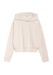 Light beige women's hooded sweatshirt BLZDT-0118-1A(Z26), front product view on white background.