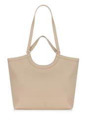 Beige imitation leather shopper bag TOREC-0871-81(W24)-01