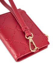 Red small women's wallet with handle POREC-0407-4B(W26) - close-up detail, on white background.