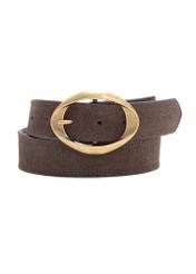 Chocolate suede women's belt PASDS-0318-90(Z25), front product view on white background.