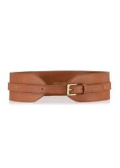 Brown wide leather belt for women PASDS-0309-88(W24)-01