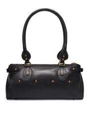 Black leather shoulder bag TORES-1369-99(Z26), product view from the back on a white background.