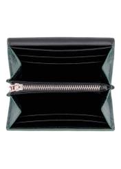 Small women's leather wallet in dark green color PORES-1029-8C(Z26), product view inside on white background.