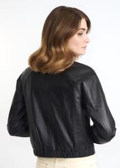Women's leather jacket with welts KURDS-0308-5608(W22)-05